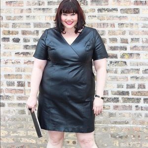 PLUS SIZE, REAL GENUINE LEATHER dress,  color BURGUNDY